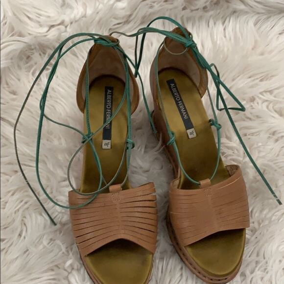 ALBERTO FERMANI PLATFORM‎ LEATHER SANDALS SIZE 39 - Picture 1 of 8